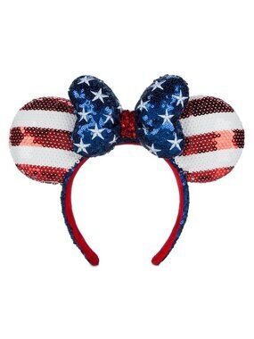 Disney Parks Americana USA Patriotic Stars Stripes Minnie Mouse Ears Headband